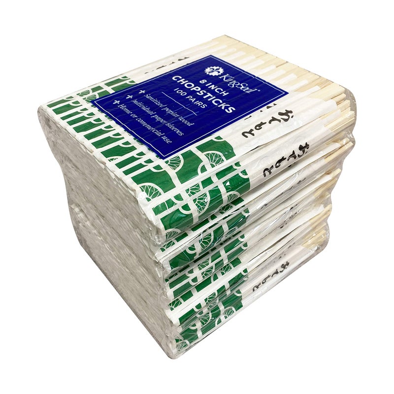 KingSeal 500 Count | KingSeal 8 Inch Natural Poplar Wood Chopsticks, Paper Sleeve, Waribashi, Eco Friendly, Bulk Pack - 5 Packs x 100 Pairs - Image 3